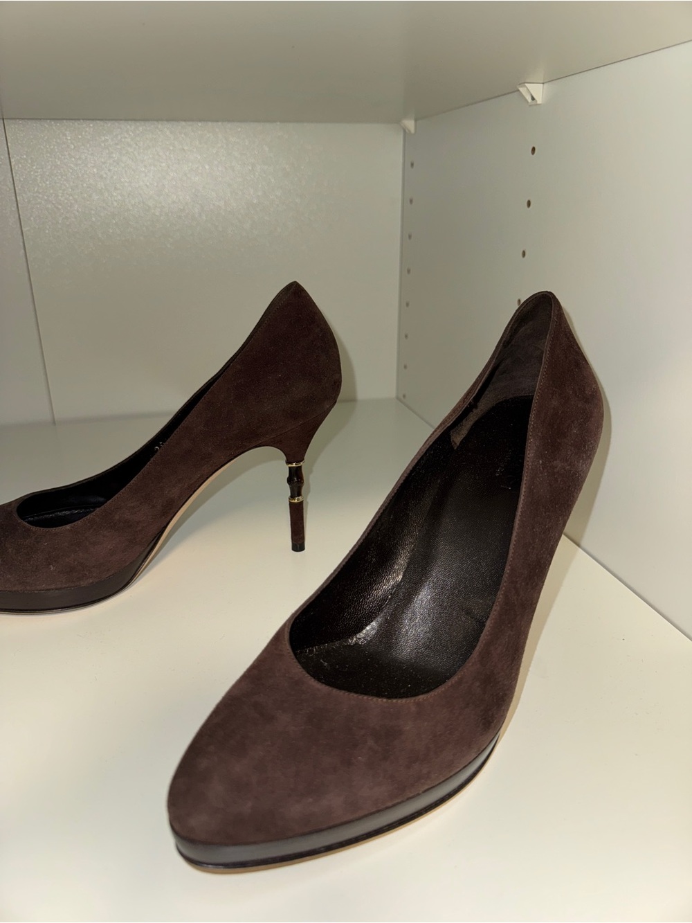 Vintage GUCCI Bamboo Brown Suede Heel